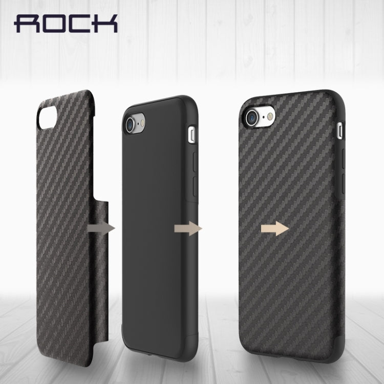 Rock for  iPhone 8 & 7  Natural Series Artistic Carbon Fibre Texture PU + TPU Protective Back Case