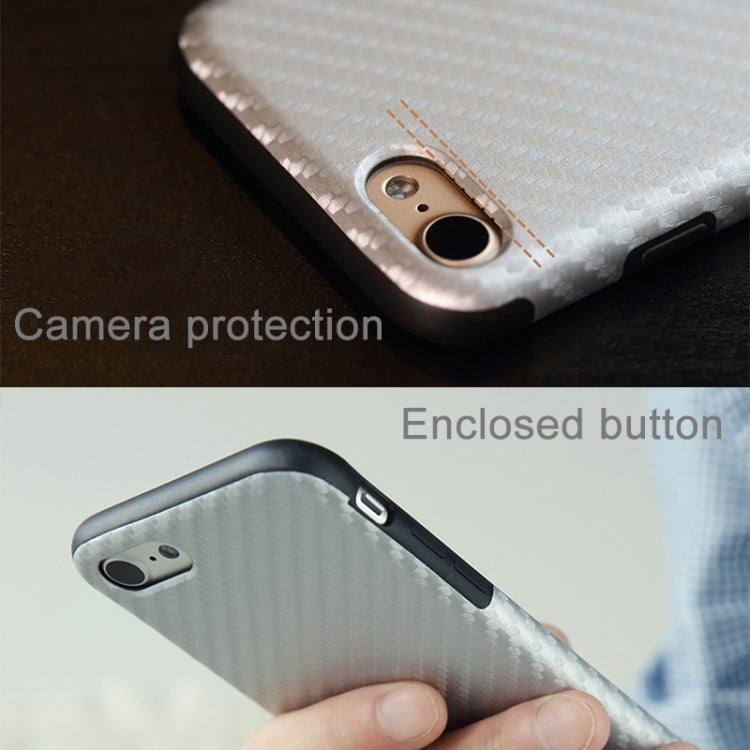 Rock for  iPhone 8 & 7  Natural Series Artistic Carbon Fibre Texture PU + TPU Protective Back Case
