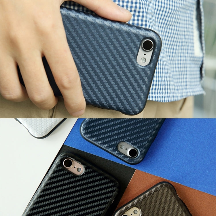 Rock for  iPhone 8 & 7  Natural Series Artistic Carbon Fibre Texture PU + TPU Protective Back Case