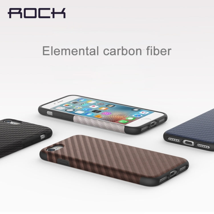 Rock for  iPhone 8 & 7  Natural Series Artistic Carbon Fibre Texture PU + TPU Protective Back Case