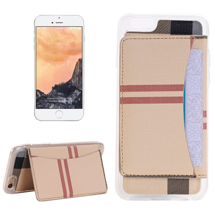 For  iPhone 8 & 7   Flexible Card Slots Cross Pattern Scotland Style Leather Case with Holder & Card Slots & Wallet(Beige)