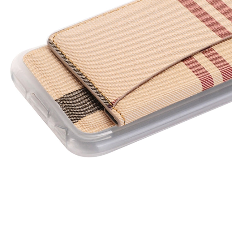 For  iPhone 8 & 7   Flexible Card Slots Cross Pattern Scotland Style Leather Case with Holder & Card Slots & Wallet(Beige)