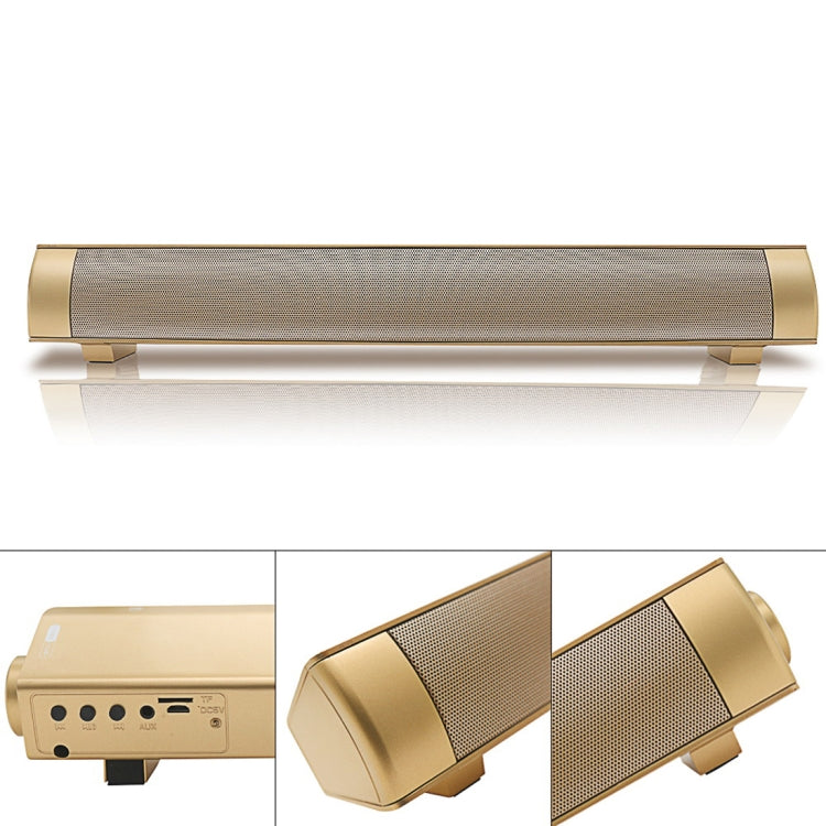 Soundbar LP-08 (CE0150) USB MP3 Player 2.1CH Bluetooth Wireless Sound Bar Speaker (Gold)