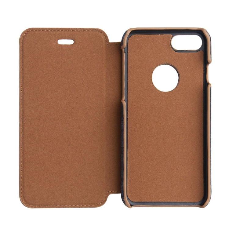 For  iPhone 8 & 7  Ultra-thin Wood Texture Horizontal Flip PU Leather Protective Case with Holder