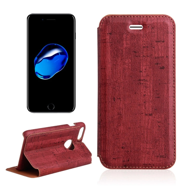 For  iPhone 8 & 7  Ultra-thin Wood Texture Horizontal Flip PU Leather Protective Case with Holder