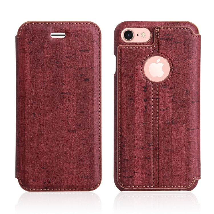 For  iPhone 8 & 7  Ultra-thin Wood Texture Horizontal Flip PU Leather Protective Case with Holder