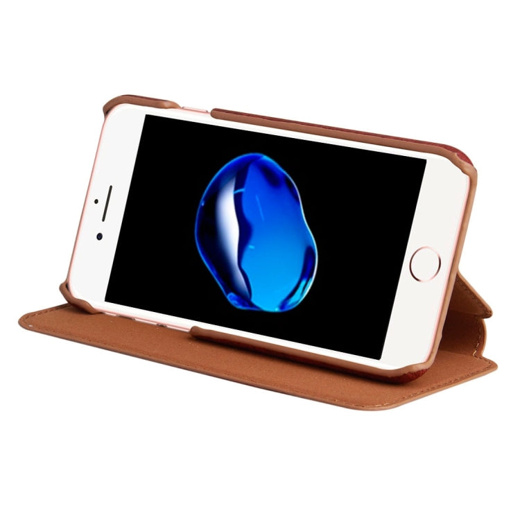 For  iPhone 8 & 7  Ultra-thin Wood Texture Horizontal Flip PU Leather Protective Case with Holder