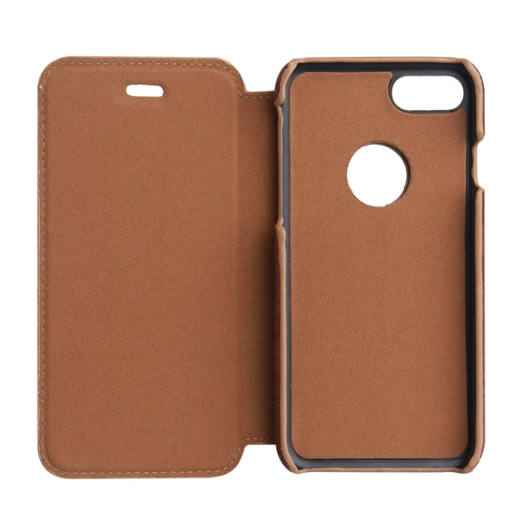For  iPhone 8 & 7  Ultra-thin Wood Texture Horizontal Flip PU Leather Protective Case with Holder