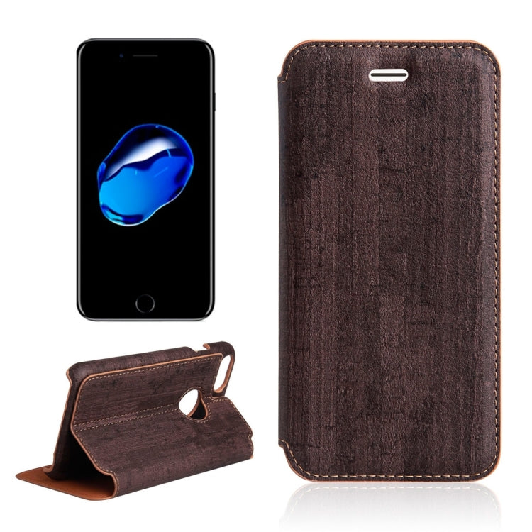 For  iPhone 8 & 7  Ultra-thin Wood Texture Horizontal Flip PU Leather Protective Case with Holder