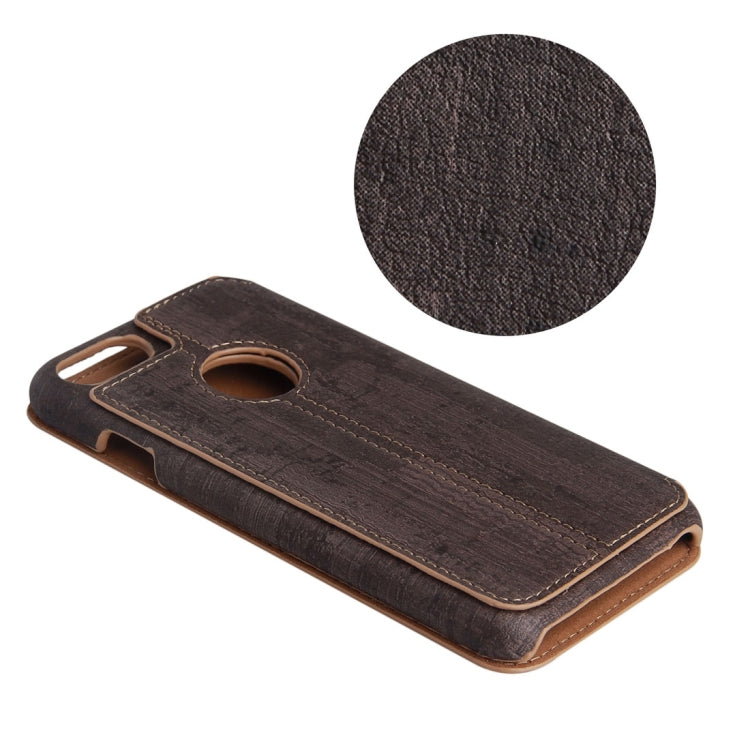 For  iPhone 8 & 7  Ultra-thin Wood Texture Horizontal Flip PU Leather Protective Case with Holder