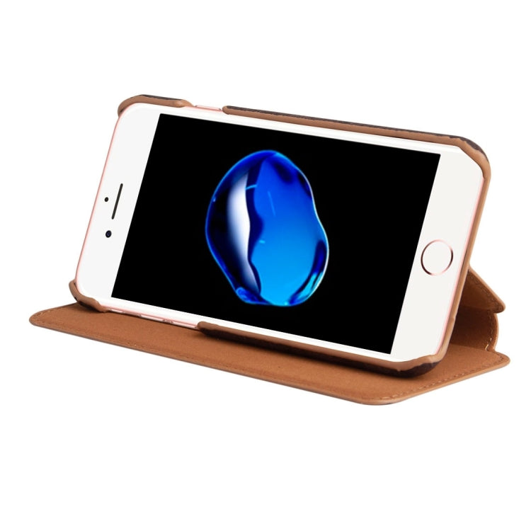 For  iPhone 8 & 7  Ultra-thin Wood Texture Horizontal Flip PU Leather Protective Case with Holder