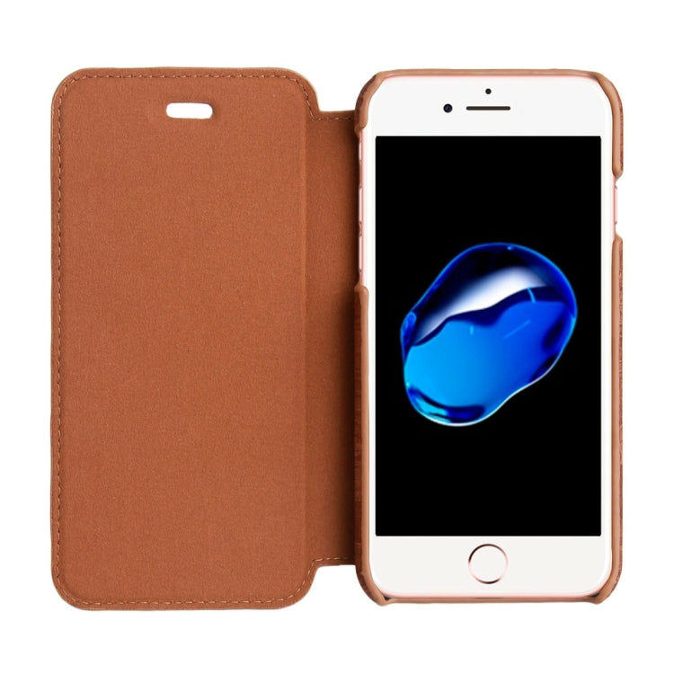 For  iPhone 8 & 7  Ultra-thin Wood Texture Horizontal Flip PU Leather Protective Case with Holder