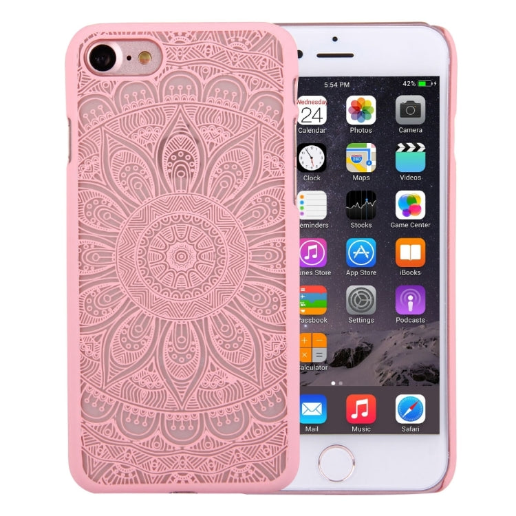 For  iPhone 8 & 7  Embossed Lotus Pattern Plastic Protective Back Cover Case