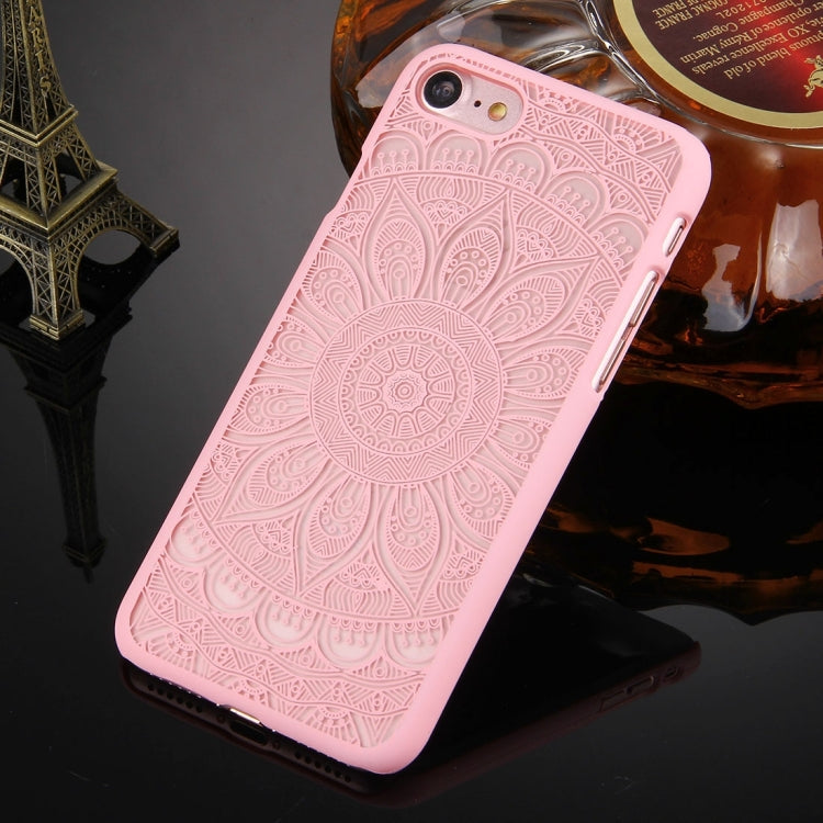 For  iPhone 8 & 7  Embossed Lotus Pattern Plastic Protective Back Cover Case