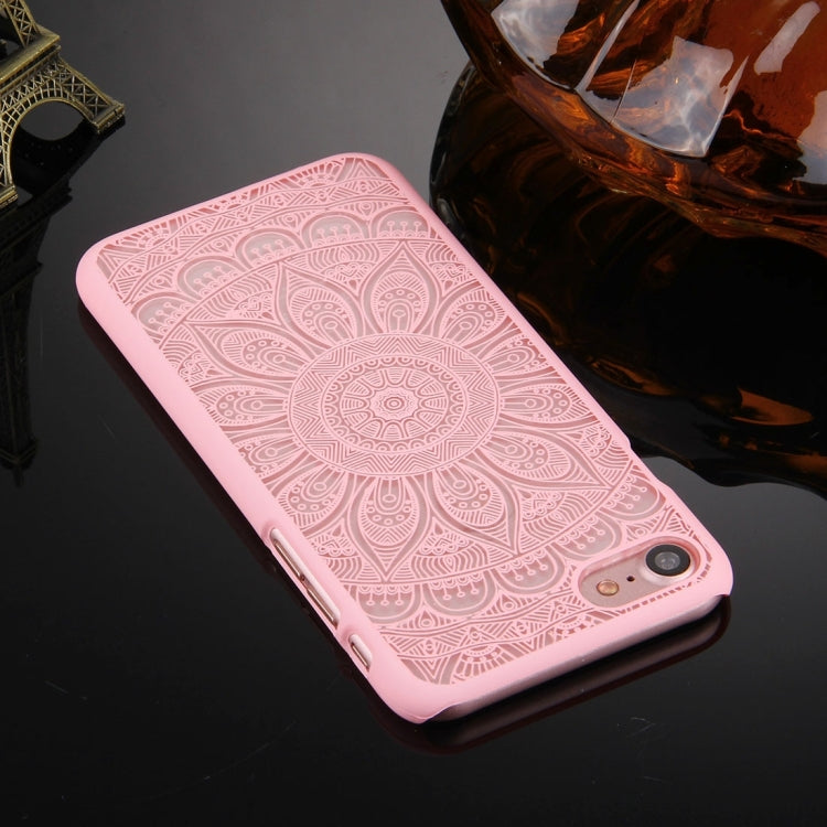 For  iPhone 8 & 7  Embossed Lotus Pattern Plastic Protective Back Cover Case