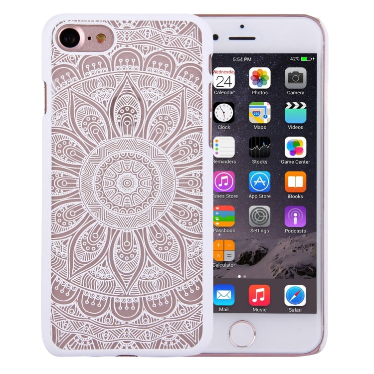 For  iPhone 8 & 7  Embossed Lotus Pattern Plastic Protective Back Cover Case