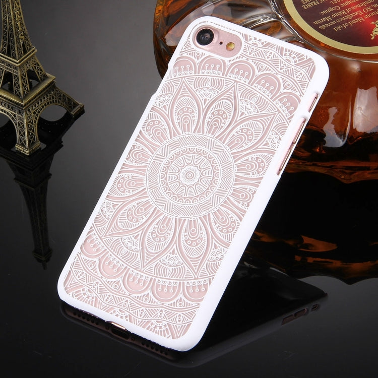 For  iPhone 8 & 7  Embossed Lotus Pattern Plastic Protective Back Cover Case