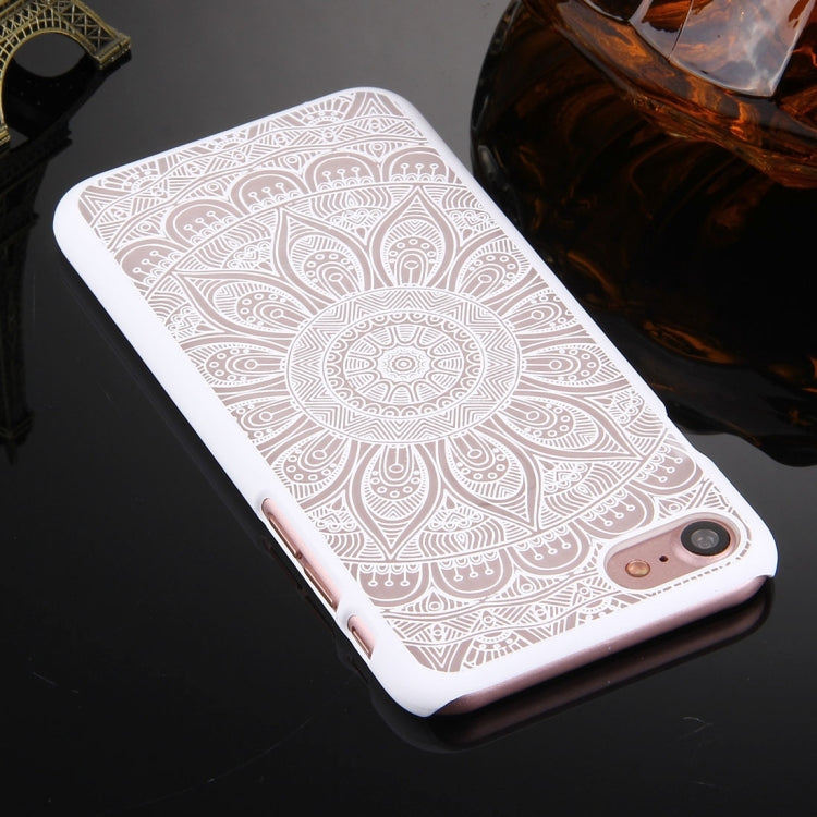 For  iPhone 8 & 7  Embossed Lotus Pattern Plastic Protective Back Cover Case