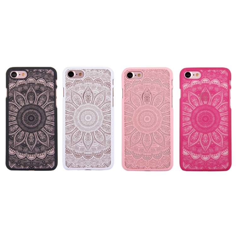 For  iPhone 8 & 7  Embossed Lotus Pattern Plastic Protective Back Cover Case