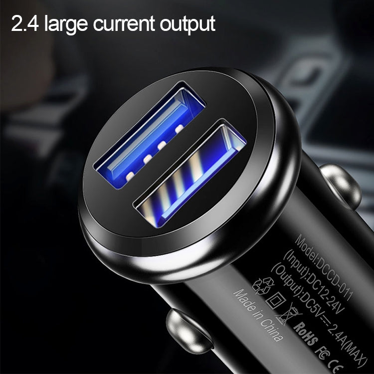 TOTUDESIGN 2.4A Dual Ports PC + Aluminium Alloy Smart Car Charger, For iPhone, Galaxy, Sony, Lenovo, HTC, Huawei, and other Smartphones