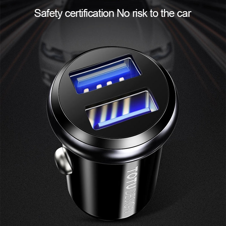 TOTUDESIGN 2.4A Dual Ports PC + Aluminium Alloy Smart Car Charger, For iPhone, Galaxy, Sony, Lenovo, HTC, Huawei, and other Smartphones