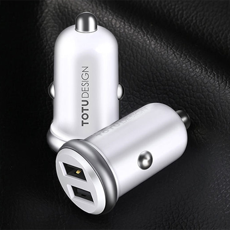 TOTUDESIGN 2.4A Dual Ports PC + Aluminium Alloy Smart Car Charger, For iPhone, Galaxy, Sony, Lenovo, HTC, Huawei, and other Smartphones