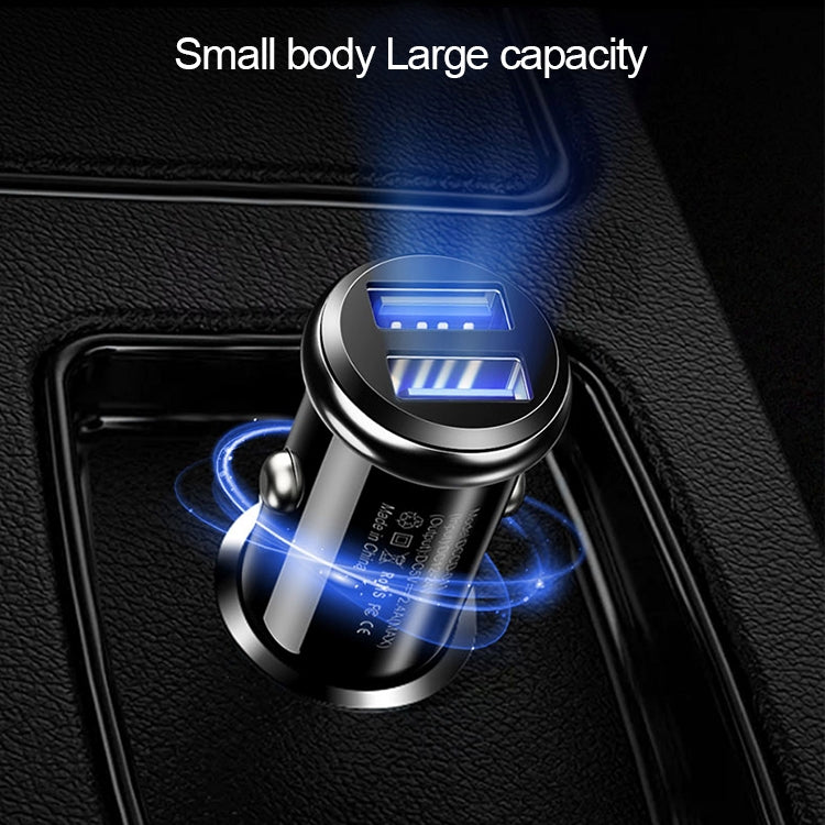 TOTUDESIGN 2.4A Dual Ports PC + Aluminium Alloy Smart Car Charger, For iPhone, Galaxy, Sony, Lenovo, HTC, Huawei, and other Smartphones