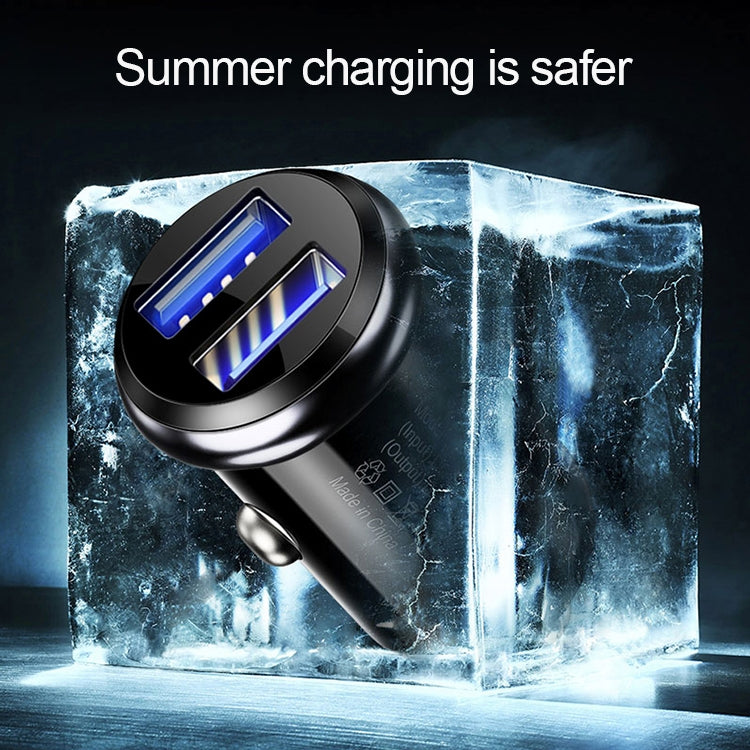 TOTUDESIGN 2.4A Dual Ports PC + Aluminium Alloy Smart Car Charger, For iPhone, Galaxy, Sony, Lenovo, HTC, Huawei, and other Smartphones