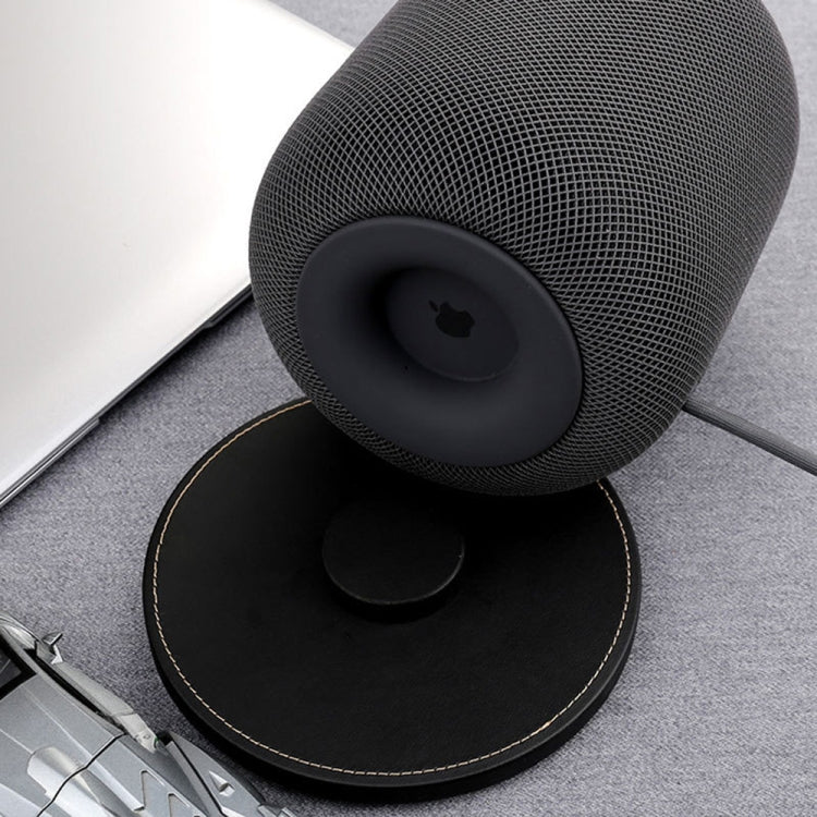 HomePod Speaker Base Apple Artificial Intelligence Bluetooth Speaker Genuine leather Desktop Mat(Black)