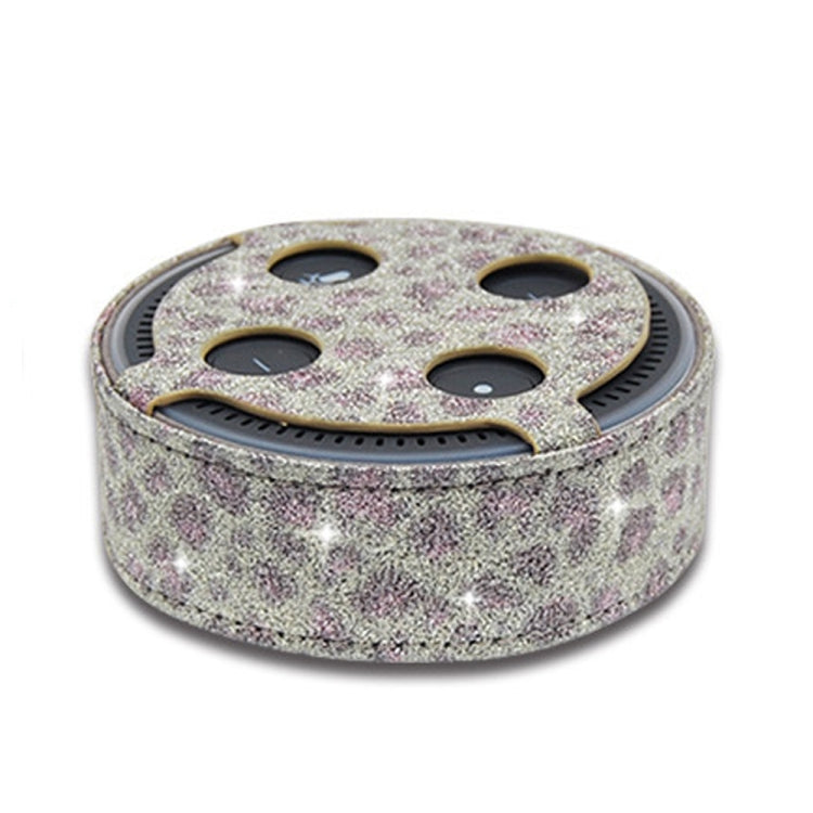 1188 Amazon Echo Dot 2 Intelligent Bluetooth Speaker Leopard Print Pattern Plain Weave Flash PU Protective Case Amazon Protection Cover
