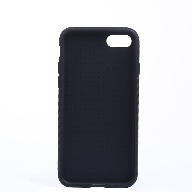 For  iPhone 8 & 7  Carbon Fiber Texture Soft PU  Protective Case Back Cover