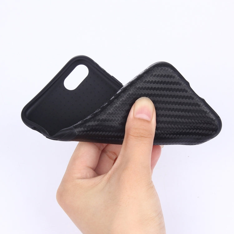 For  iPhone 8 & 7  Carbon Fiber Texture Soft PU  Protective Case Back Cover