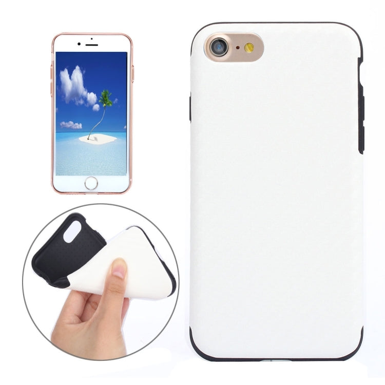 For  iPhone 8 & 7  Carbon Fiber Texture Soft PU  Protective Case Back Cover