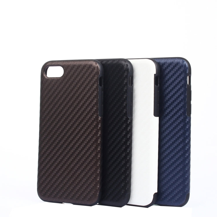 For  iPhone 8 & 7  Carbon Fiber Texture Soft PU  Protective Case Back Cover