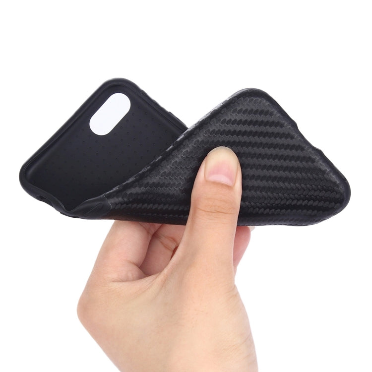 For iPhone 8 Plus & 7 Plus   Carbon Fiber Texture Soft PU  Protective Case Back Cover