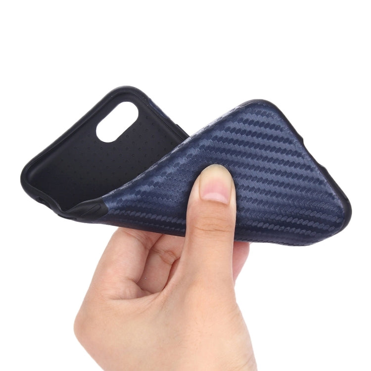 For iPhone 8 Plus & 7 Plus   Carbon Fiber Texture Soft PU  Protective Case Back Cover