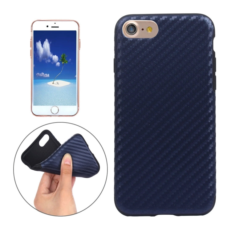 For iPhone 8 Plus & 7 Plus   Carbon Fiber Texture Soft PU  Protective Case Back Cover