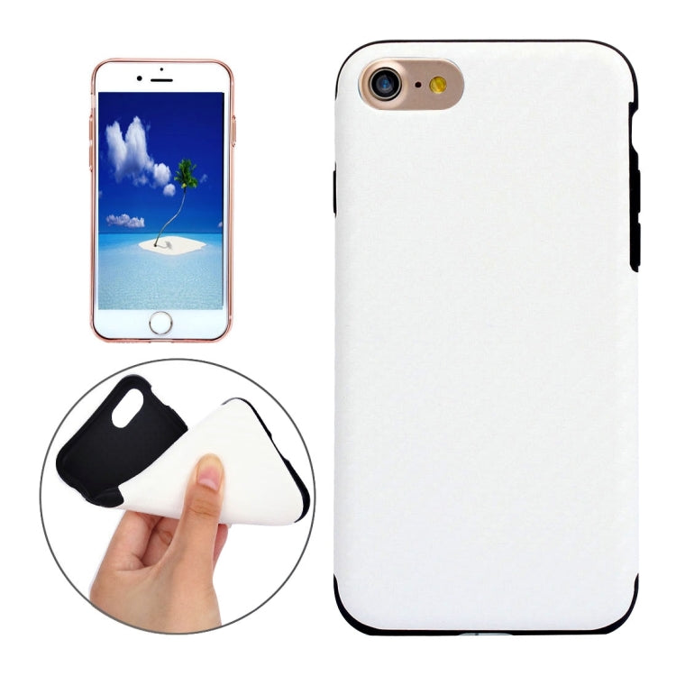 For iPhone 8 Plus & 7 Plus   Carbon Fiber Texture Soft PU  Protective Case Back Cover