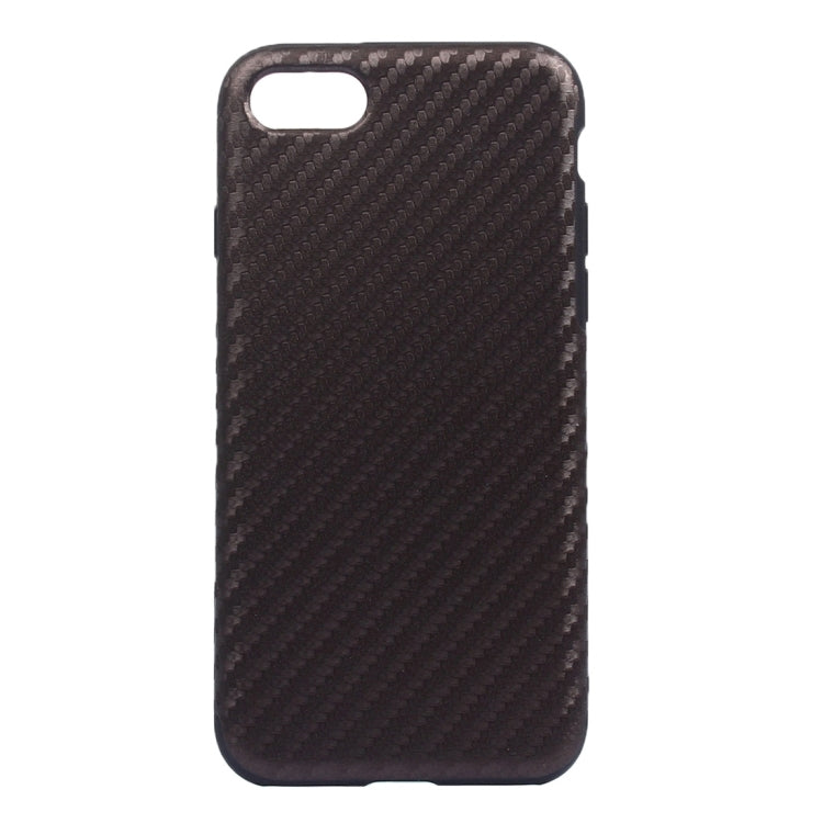 For iPhone 8 Plus & 7 Plus   Carbon Fiber Texture Soft PU  Protective Case Back Cover