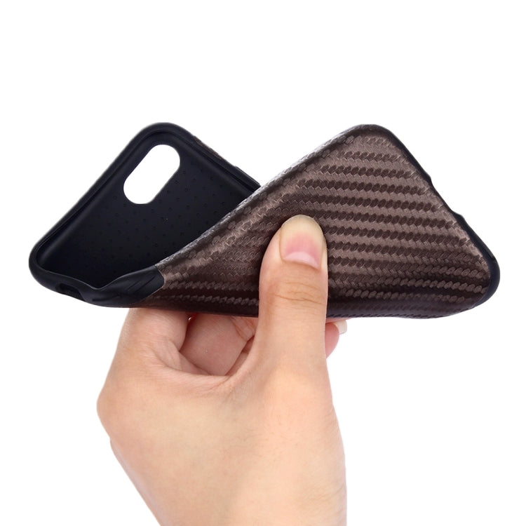 For iPhone 8 Plus & 7 Plus   Carbon Fiber Texture Soft PU  Protective Case Back Cover