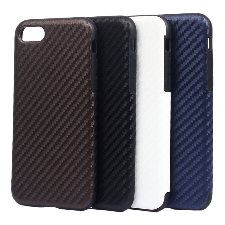 For iPhone 8 Plus & 7 Plus   Carbon Fiber Texture Soft PU  Protective Case Back Cover