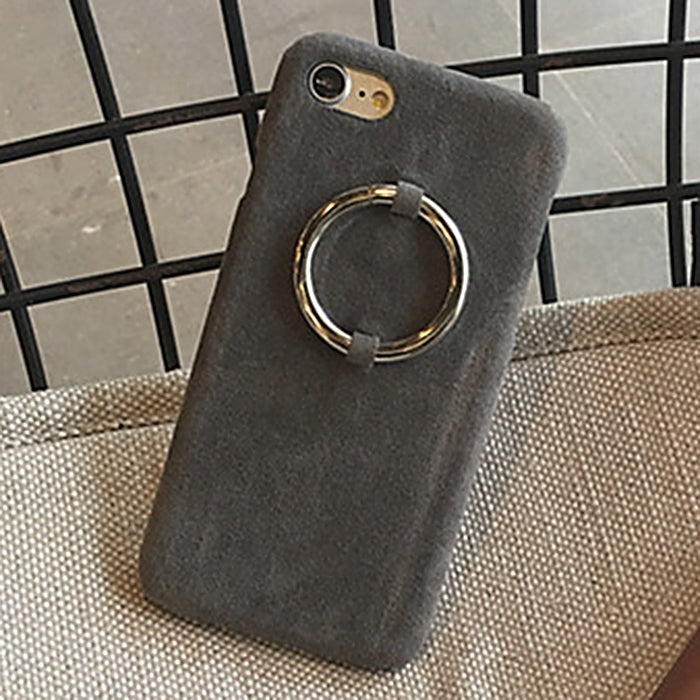For  iPhone 8 & 7  Plush Cloth Protective Back Cover Case with Ring