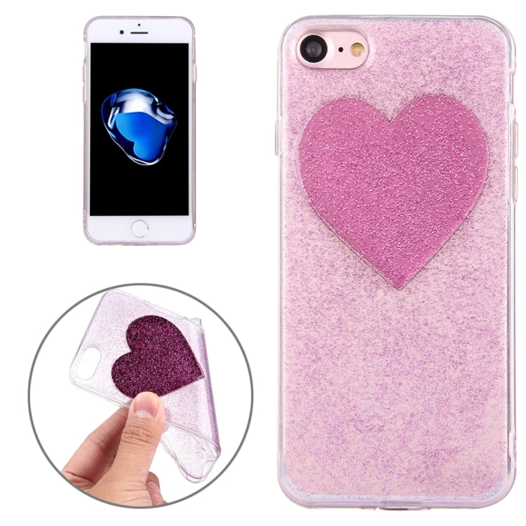 For  iPhone 8 & 7  Glitter Powder Heart Pattern TPU Soft Protective Back Cover Case (Purple)