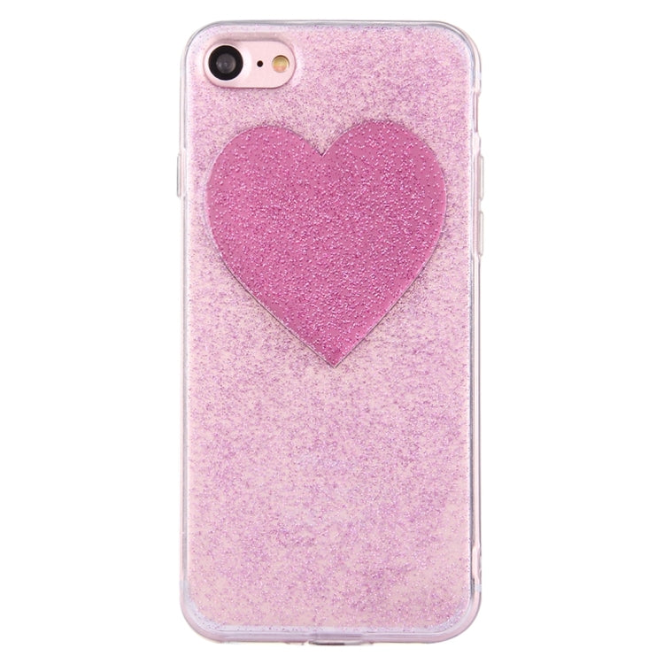 For  iPhone 8 & 7  Glitter Powder Heart Pattern TPU Soft Protective Back Cover Case (Purple)