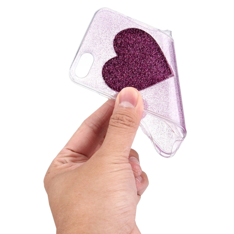 For  iPhone 8 & 7  Glitter Powder Heart Pattern TPU Soft Protective Back Cover Case (Purple)