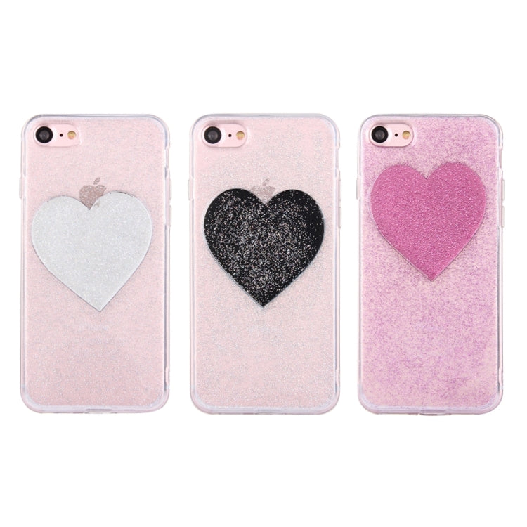 For  iPhone 8 & 7  Glitter Powder Heart Pattern TPU Soft Protective Back Cover Case (Purple)