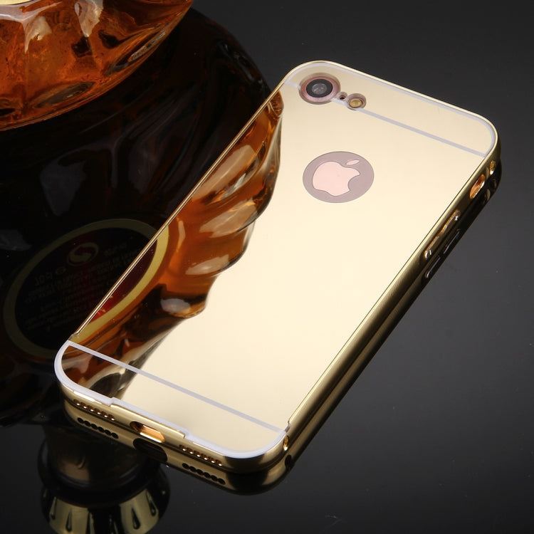 For  iPhone 8 & 7  Separable Electroplating Mirror Push Pull PC Protective Case Back Shell Cover + Metal Bumper Frame