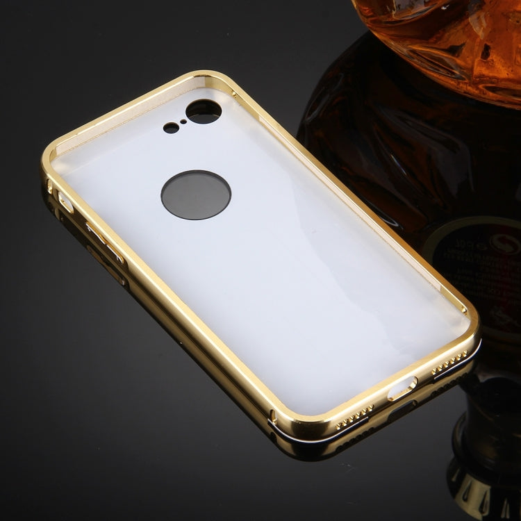 For  iPhone 8 & 7  Separable Electroplating Mirror Push Pull PC Protective Case Back Shell Cover + Metal Bumper Frame