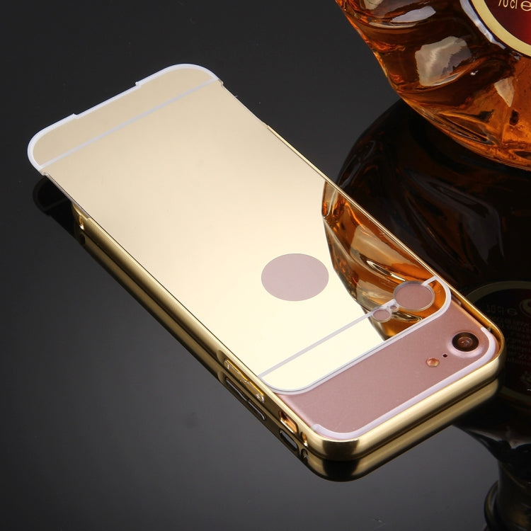 For  iPhone 8 & 7  Separable Electroplating Mirror Push Pull PC Protective Case Back Shell Cover + Metal Bumper Frame