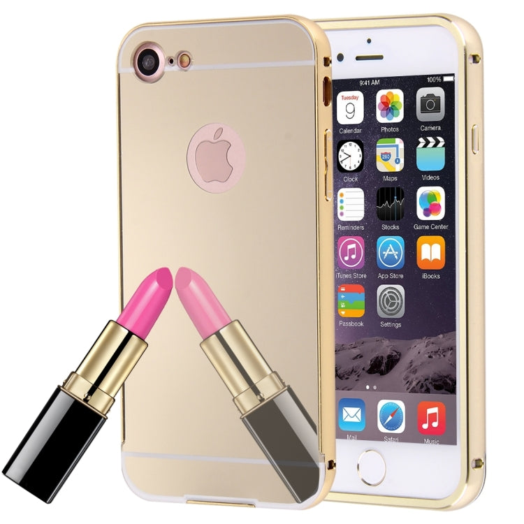 For  iPhone 8 & 7  Separable Electroplating Mirror Push Pull PC Protective Case Back Shell Cover + Metal Bumper Frame